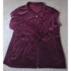 Talbots Women's Purple Velour Zip-Up Track Jacket Size XL